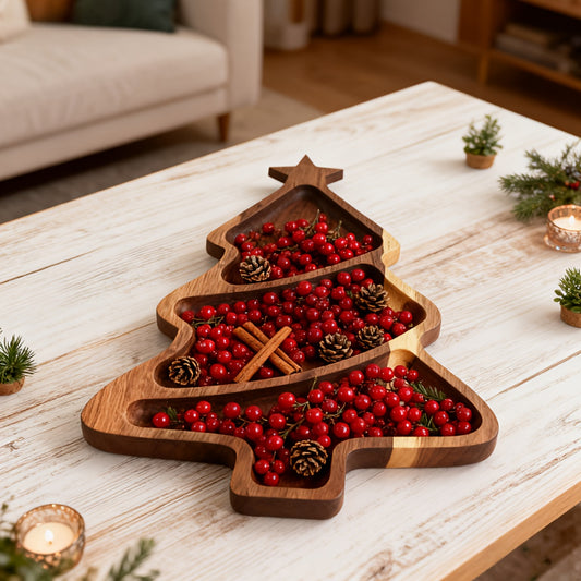 Acacia Houten Kerst Snack Tray