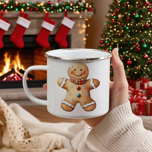 Gingerbread Man Enamel Mug