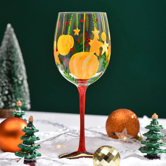 Handbeschilderd Kerst Wijnglas Set