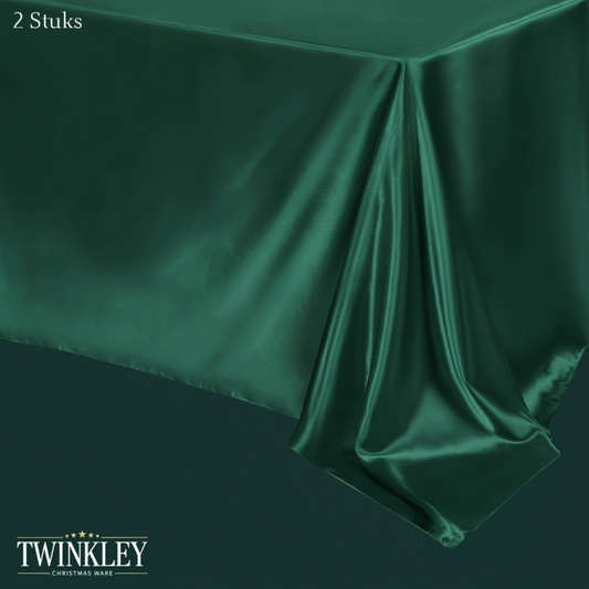 Diepgroen Satijnen Tafelkleed 2-delig