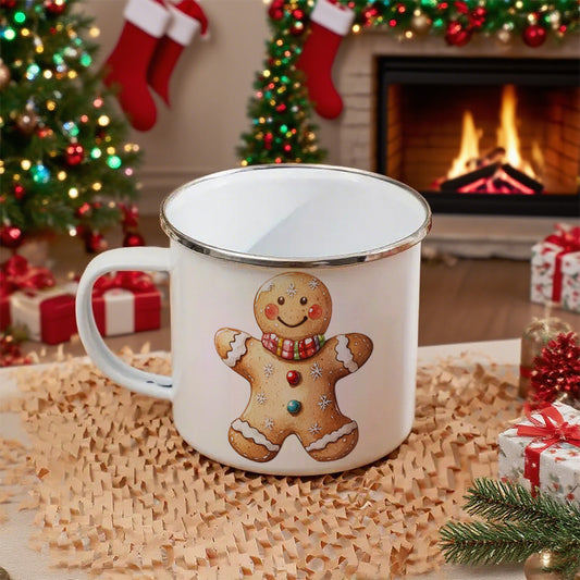 Gingerbread Man Enamel Mug