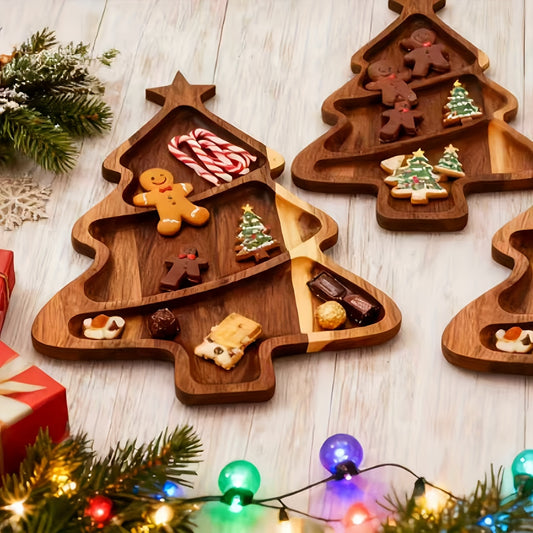 Acacia Houten Kerst Snack Tray