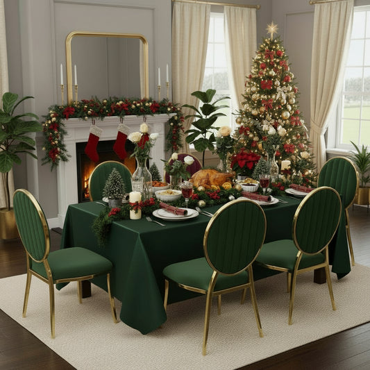 Diepgroen Satijnen Tafelkleed 2-delig